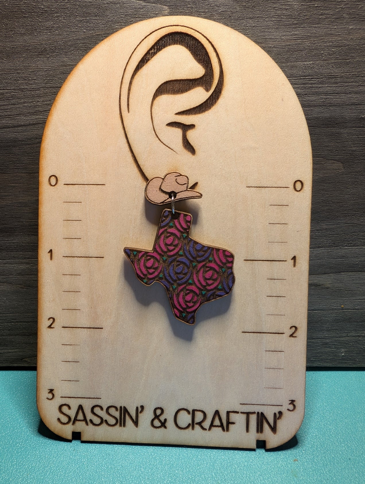 Texas roses and hat chandelier earrings