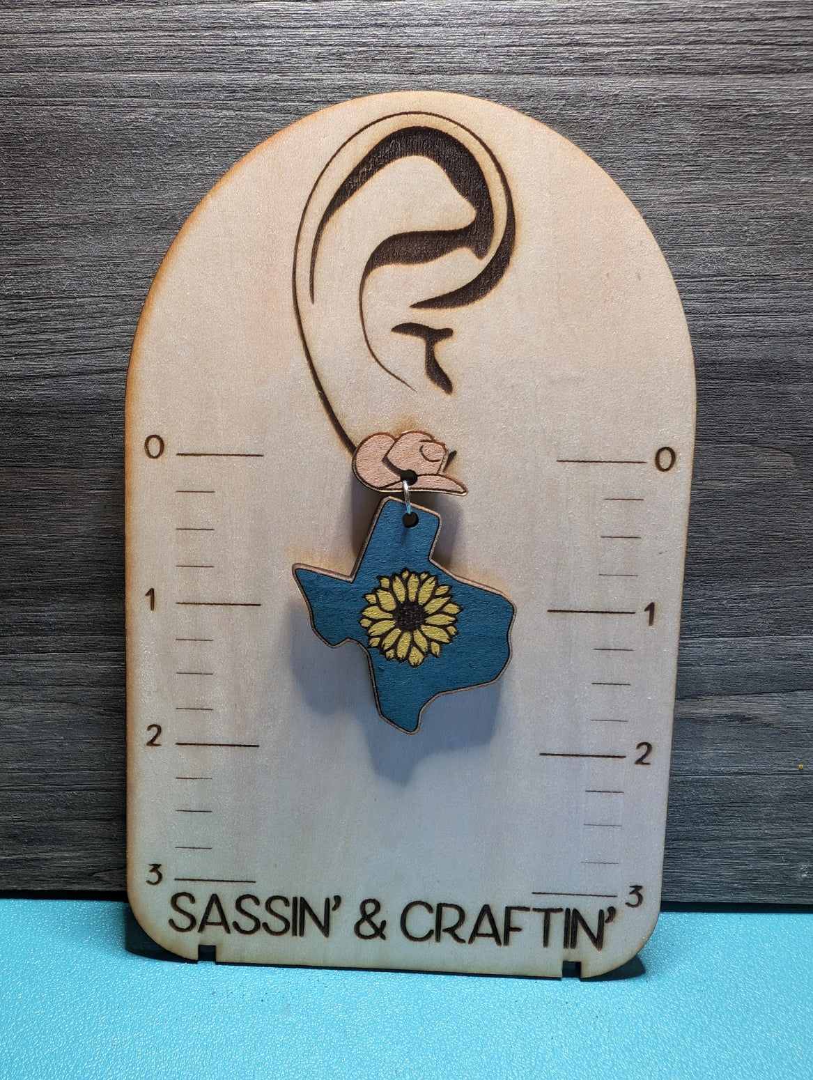 Texas sunflower and hat chandelier earrings