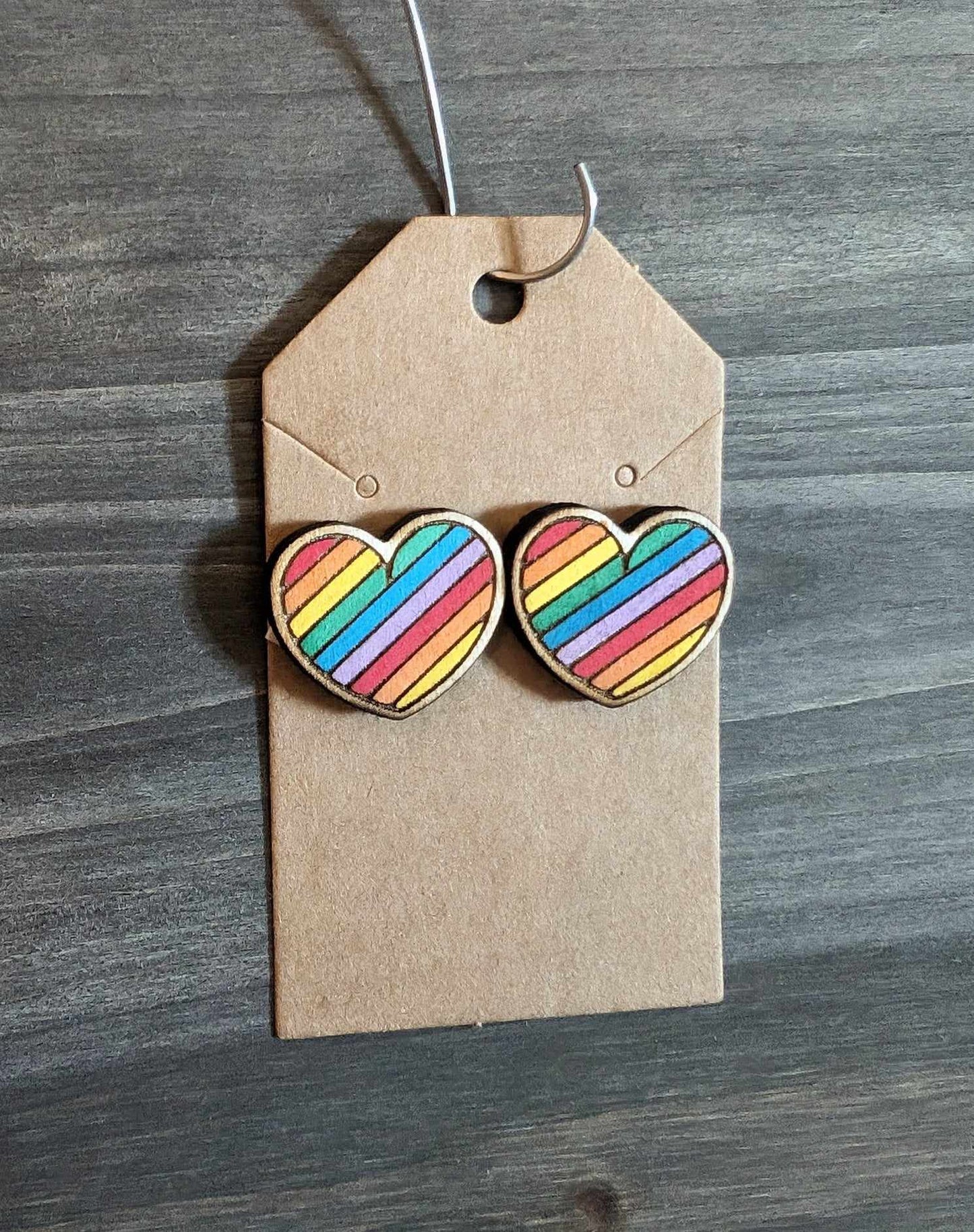 Pride rainbow heart studs