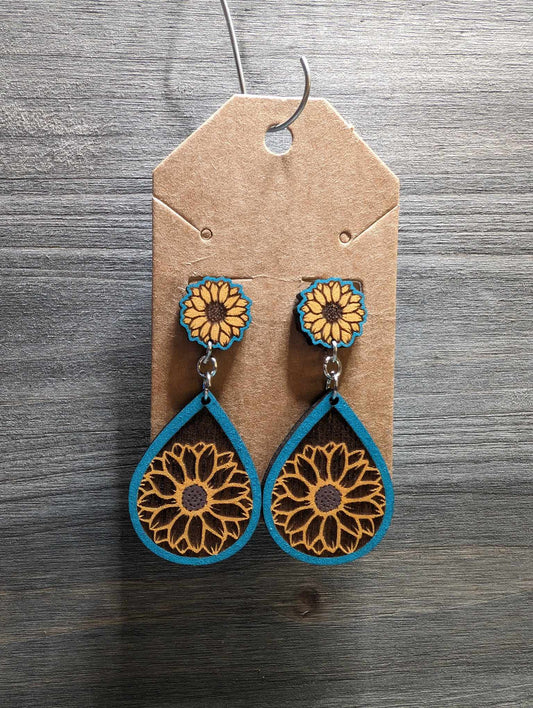 Sunflower stud with dangle