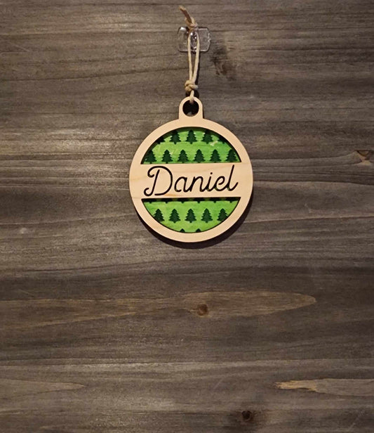 Personalized wooden engraved ornament