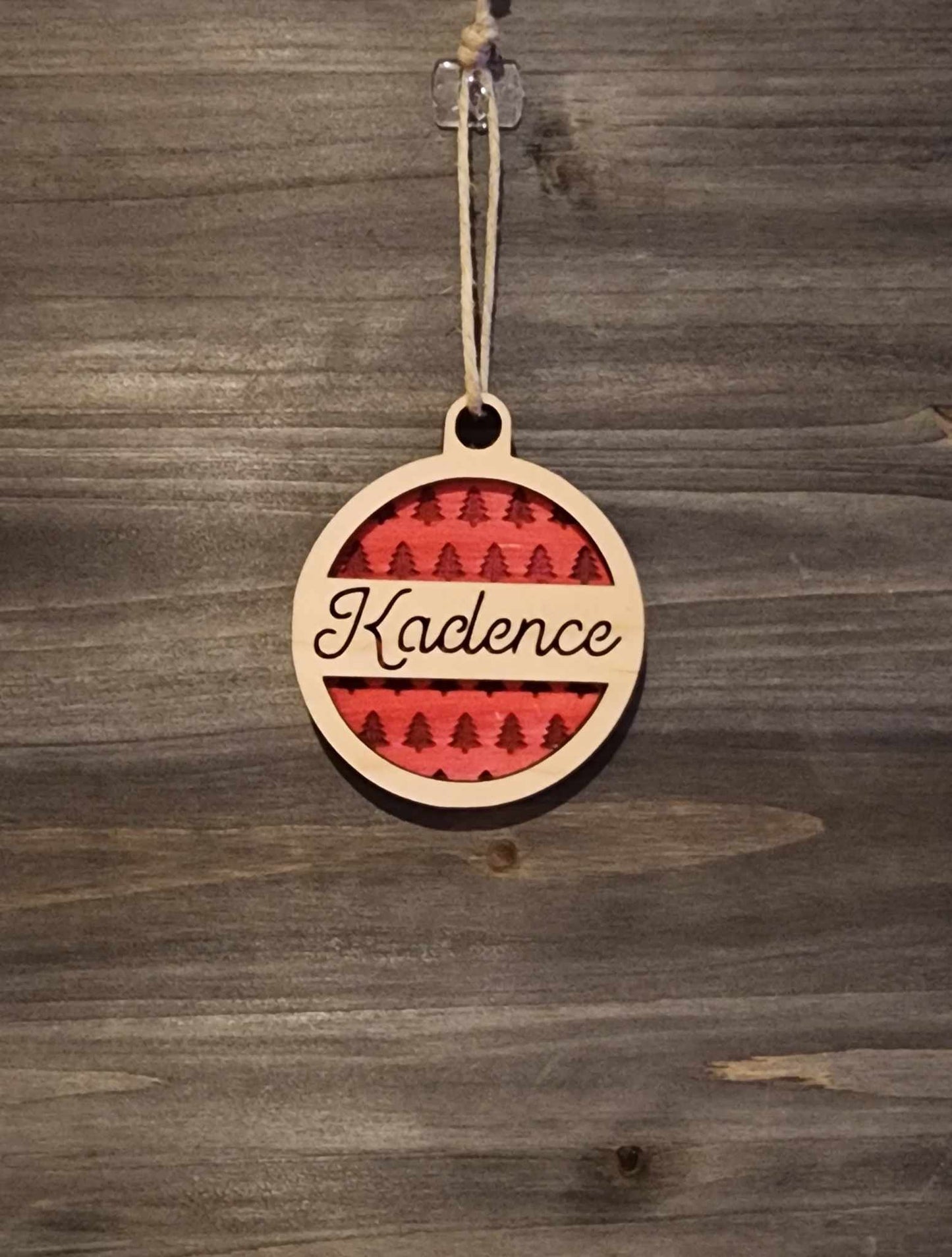 Personalized wooden engraved ornament