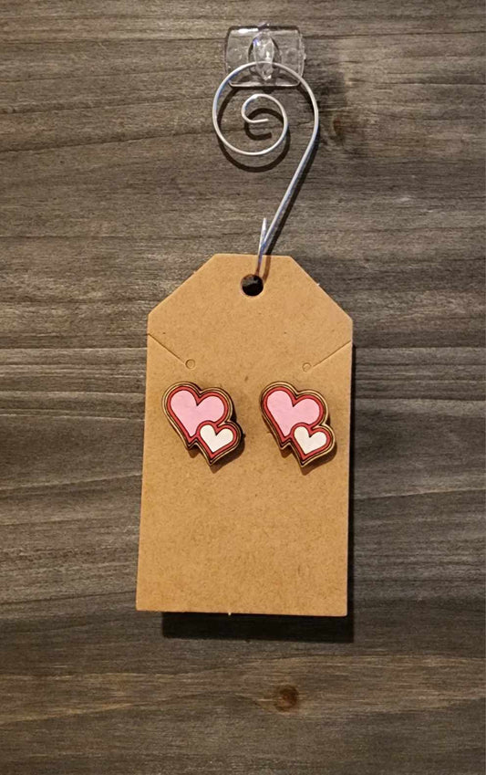 Double heart studs