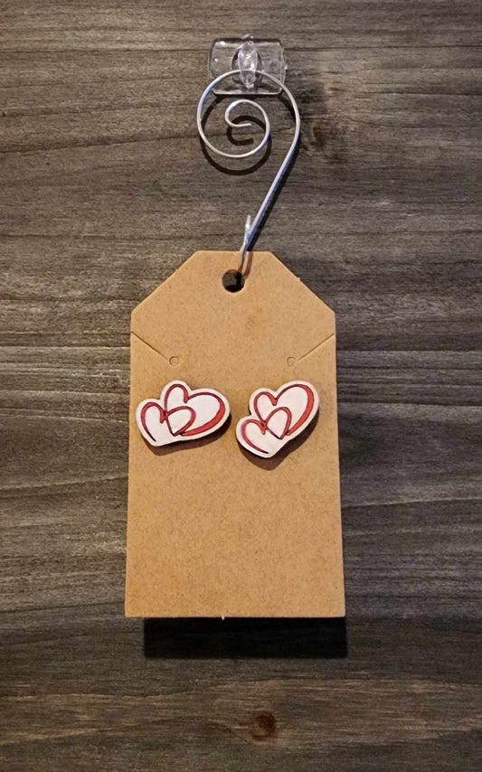 Hand drawn heart studs